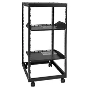 20U Open Frame Server Rack, 15''-40'' Adjustable Depth, Free Standing or Wall Mount Network Server Rack, 4 Post AV Rack with Casters, Holds All Your Networking IT Equipment AV Gear Router