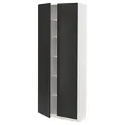 METOD high cabinet with shelves, white/Nickebo matt anthracite, 80x37x200 cm