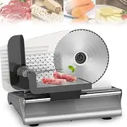 Electric Meat Slicer, 500w Bread Slicer with Adjustable Thickness 1-15mm and 19cm Stainless Steel Serrated Blade, Meat Slicer Machine for Home and Cheese/Frozen Meat、Vegetable, Commercial Use