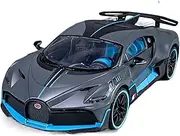 Scale Finished Model Car 1:18 for Bugatti Divo Supercar Alloy Car Model Wheel Steering Sound and Light Simulation Diecast Toy Gift Miniature Replica Car(Size:Black)