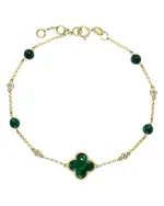 Bloomingdale's Fine Collection Malachite & Diamond Chain Bracelet in 14K Yellow Gold