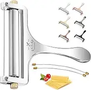 Zulay Adjustable Cheese Slicer - Wire Slicer for Mozzarella, Cheddar, Gouda - Heavy Duty Block Cheese Slicer With 2 Extra Wires (Silver)