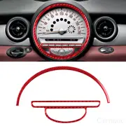2pcs Red Carbon Fiber Speedometer FM Radio Sticker Trim For Mini Cooper (for: Mini)
