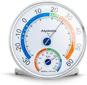 Round Indoor Outdoor Hygrometer/Thermometer, Humidity Gauge Indicator Temperature Humidity Monitor, Analog Hygrometer Humidor Aluminum Dial for Home, Office, Garden, Greenhouse or Conservatory