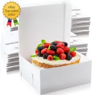 50 Pack 14 X 14 X 6 Inch White Cake Boxes Cardboard Bakery Boxes for Pie Pastry
