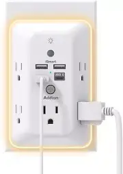 Surge Protector, Multi Plug Outlet Extender with Night Light for Home, Office, S