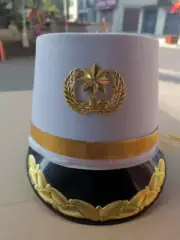 White Feather Military Cosplay Top Hats Music Drum Team Cap School Stage