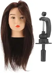 WOONEKY 1set Human Hair Mannequin Head for Cosmetology Training Realistic Styling Practice Model with Holder Versatile Hairdressing Tool for Students and Professionals