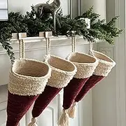 Holiday Novelty Stocking Basket - Holly Red 2"x 8"x 14"