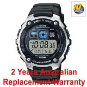 CASIO SPORTS DIGITAL WATCH 10Y BATTERY AE2000W AE-2000W-1A BLACK 2-YEAR WARRANTY