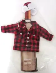 Liquor Wine Bottle Holiday Cover LUMBERJACK RED & BLACK CHECK SHIRT w/CAP NWT
