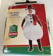 Adult INFLATABLE SNOWMAN COSTUME Up To Size 42 NEW 1pc JUMPSUIT