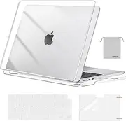MOSISO Compatible with MacBook Air 13 inch Case 2025-2022 M4 A3240 M3 A3113 M2 A2681 Touch ID,Plastic Case&Keyboard Cover&Screen Film&Pouch Compatible with MacBook Air 13.6 inch Case, Crystal Clear