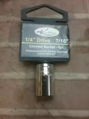 K Tool 21114 Chrome Socket, 1/4" Drive, 7/16", 6 Point, Shallow