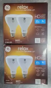 GE Relax LED Light Bulb, 65 Watt, Soft White, BR30 Indoor Floodlight (4 Pack)