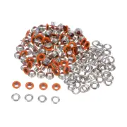 100set Grommets Kit Metal Eyelets 4mm 0.16" Grommet Tool for Shoes Bag, Orange