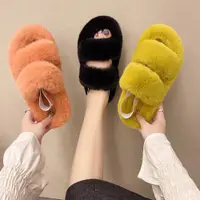 在飛比找ETMall東森購物網優惠-fur women flat slippers ladies