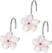 Creative Scents Vanda Decorative Shower Curtain Hooks Set of 12- Decorative Rust Resistant Bath Hook- Durable Construction- Smooth Gliding Mechanism- For Elegant Bathroom Decor (White)
