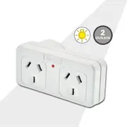 Sansai 10A 240V Right Hand Double Power Adaptor White