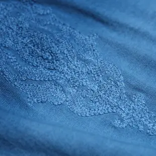 【Kspire】印度純棉漸層刺繡連身洋裝 藍色(短版洋裝 藍色連身裙 氣質洋裝 現貨)
