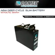 Camec NEW 120AH SLIM AGM Battery Caravan Trailer - RV AGM Deep Cycle 12V Volt