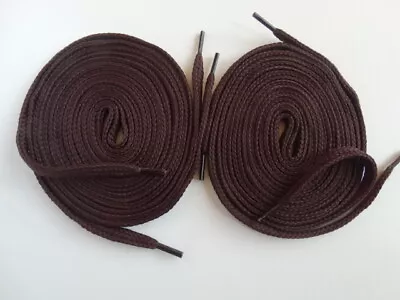 2 x Pairs 150cm Long Brown Flat Laces ~ Trainers Boots Dr Martens Skate Shoes