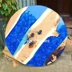 Blue Round Epoxy Resin Modern Art Tea Coffee TableTop Dining Area Living Room De