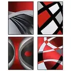 Outus 4 Pieces Red Stripes Poster Prints Unframed Abstract Wall Art Modern