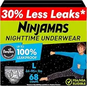 Pampers Ninjamas, Bedwetting Overnight Diapers Disposable Underwear, Nighttime Training Pants Boys, FSA HSA Eligible, 68 Count, Size L/XL (64-125 lbs), Packaging & Prints May Vary