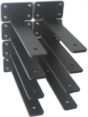 8 Pack - 8 inch Black Hidden L Shelf Bracket (1/5 Inch Thicked) 8 Inch,