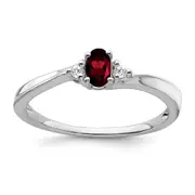 Solid 14k White Gold Simulated Garnet and CZ Ring