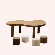 Leon Activity Table and Remi Stool Package - Ivory, Ecru, Latte, Mocha by Nuage Interiors | the memo