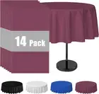 round Tablecloth Disposable 14-Pack 84 Inches Burgundy round Plastic Table Cloth