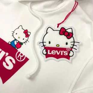 【LEVIS】白色 Levis + Hello Kitty 品牌 帽T 寬版 附布標 女款 長袖 上衣 連帽(帽T 長袖)