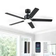 52 inch Black Ceiling Fan with Light and Remote/APP, Ceiling Fans with Lights...