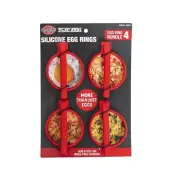 NIP**4 Pack Char-Griller Silicone Griddle Egg Rings with Foldable Handle
