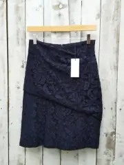 Carven Navy Lace Draped Skirt - UK: 8 / Was Selling At Yoox & Farfetch