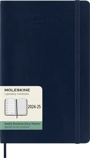 2024-25 MOLESKINE週記手帳/ 18M/ L型/ 藍/ 軟皮