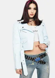 [AZALEA WANG] Blue Moto Jacket