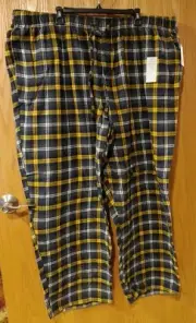 NWT Men's Big & Tall Croft & Barrow PJ Pants sz 4XB Flannel Yellow Plaid -1246