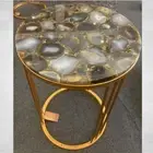 Natural Agate Stone Round Side Coffee Living Room Handmade Table Home Decor