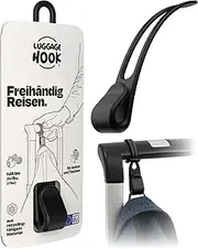 Luggage Hook™ - The original travel accessory holds jackets and bags safely up to 8 kg, hands-free travel with this travel must-have, carry-on accessory for flight attendants, Slick Black, Standard