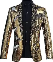 [Zylphorix] Mens Sequin Suit Jacket Wedding Tuxedo Sequin Blazer Jacket Party Festival Tuxedo Sport Coat