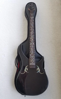 Bass Guitar Project Body and Neck - Black with Pearl Inlay Fretboard, Bag DIY