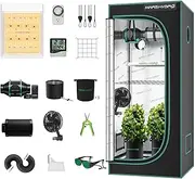 MARS HYDRO 2x2 Grow Tent Kit,TS600 LED Grow Light Full Spectrum Indoor Grow Tent Complete System,24"x24"x55" Hydroponics Grow Tent 1680D Canvas with 4 inch 205 CFM Inline Fan and 6 inch Clip Fan