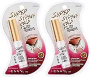 i-Envy by KISS Super Strong Hold Eyelash Adhesive, Waterproof Long-Lasting Strip Lash Glue, Natural-Looking Allergy & Latex Free with Brush Applicator (Clear, 2 Pack)