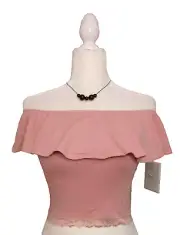 JUNIORS Top Casual Off Shoulder Small Mauve Summer New Ship from USA