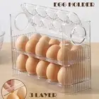 Egg Holder Fridge Door Side Space Saver 3-Layer Flip Egg Storage Container Box