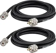 YOTENKO CB Coax Cable 6ft, RG8X Coaxial Cable 2-Pack, UHF Male PL259 to Female SO239 RF Coax Connector Adapter Low Loss 50 Ohm for CB HAM Radio Antenna, HF VHF Radio, etc