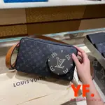 二手LV 路易威登 VOLGA ON STRAP 黑灰老花 牛皮 帆布 隨身包 斜背包 M69688 免運